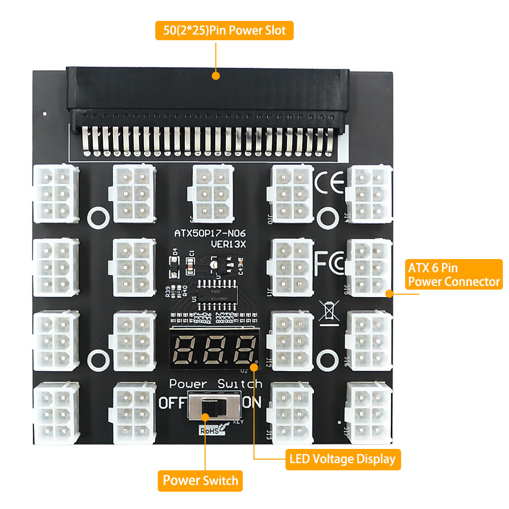 Pci-E 12V 50Pin Naar Atx 17 X  - 2400W Server Psu Breakout Board recensie en prijs