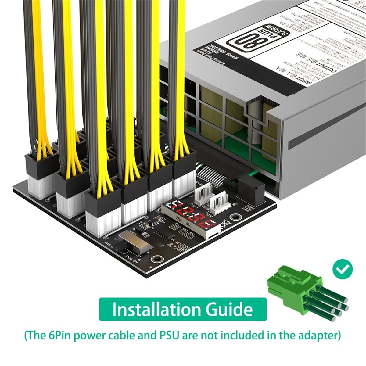12 poorten PCIe 6-pins connect - 2400W Server Psu Breakout Board recensie en prijs